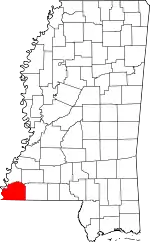 Map of Mississippi highlighting Wilkinson County