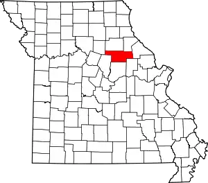 A state map highlighting Audrain County in the northeastern part of the state.