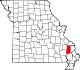 Map of Missouri highlighting Bollinger County