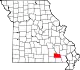 Map of Missouri highlighting Carter County