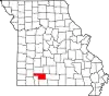 Map of Missouri highlighting Christian County