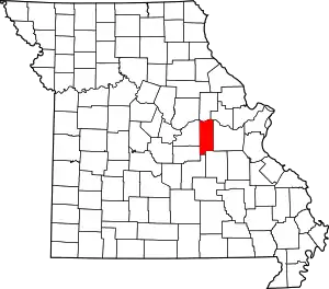 Map of Missouri highlighting Gasconade County