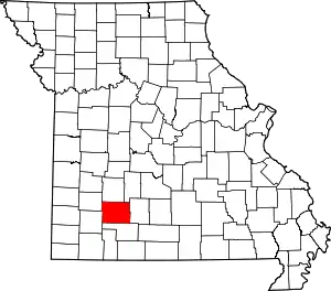 A state map highlighting Greene County in the southwestern part of the state.