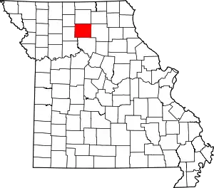 Map of Missouri highlighting Linn County