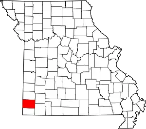 Map of Missouri highlighting Newton County