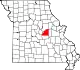 A state map highlighting Osage County in the middle part of the state.