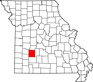 Map of Missouri highlighting Polk County