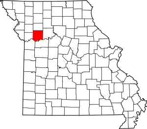 Map of Missouri highlighting Ray County