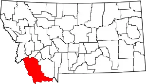 Map of Montana highlighting Beaverhead County