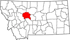 Map of Montana highlighting Cascade County