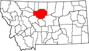 Map of Montana highlighting Chouteau County