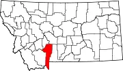 Map of Montana highlighting Gallatin County