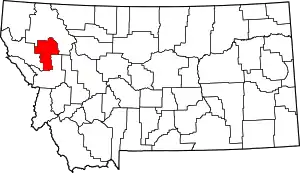 Map of Montana highlighting Lake County