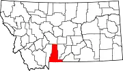 Map of Montana highlighting Park County