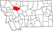 Map of Montana highlighting Teton County