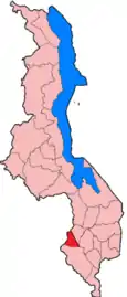 Location of Mwanza District in Malawi