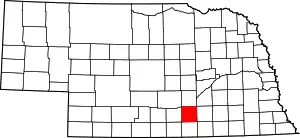 Map of Nebraska highlighting Adams County