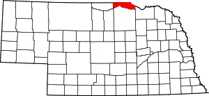 Map of Nebraska; county on northern border