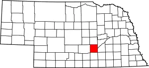 Map of Nebraska highlighting Hall County