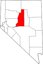 Map of Nevada highlighting Lander County