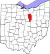 Map of Ohio highlighting Ashland County