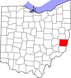 Map of Ohio highlighting Belmont County