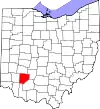 Map of Ohio highlighting Clinton County