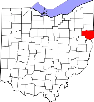 State map highlighting Columbiana County