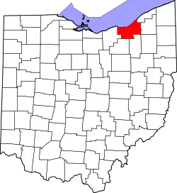 State map highlighting Cuyahoga County