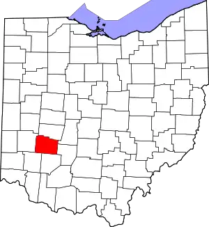 Map of Ohio highlighting Greene County