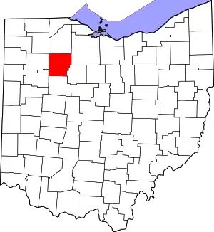 Map of Ohio highlighting Hancock County