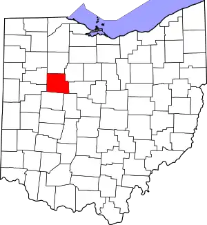 Map of Ohio highlighting Hardin County