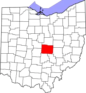 State map highlighting Licking County