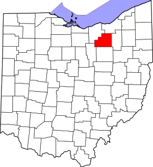 Map of Ohio highlighting Medina County