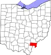 State map highlighting Meigs County