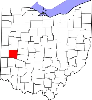 Map of Ohio highlighting Miami County