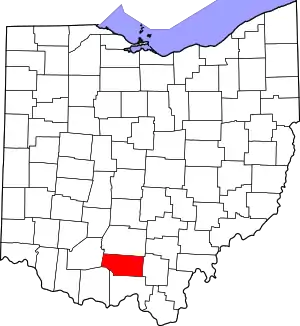 Map of Ohio highlighting Pike County