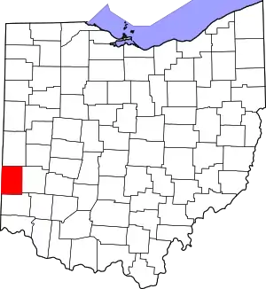 Map of Ohio highlighting Preble County