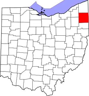 State map highlighting Trumbull County