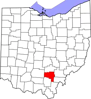 Map of Ohio highlighting Vinton County