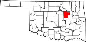 Map of Oklahoma highlighting Creek County