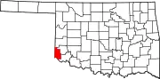 State map highlighting Harmon County