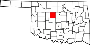 Map of Oklahoma highlighting Kingfisher County