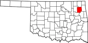 Map of Oklahoma highlighting Mayes County