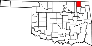 State map highlighting Nowata County