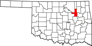 Map of Oklahoma highlighting Tulsa County