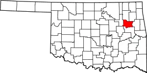 Map of Oklahoma highlighting Wagoner County