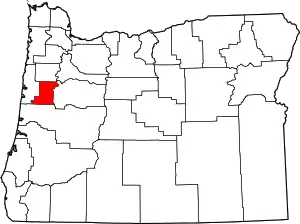 State map highlighting Benton County