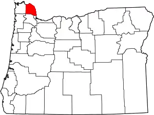 State map highlighting Columbia County