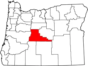 State map highlighting Deschutes County